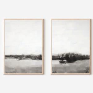 Abstract Watercolor Print Beige And Grey Painting Set of 2 Watercolor Landscape Print Printable Wall Decor Neutral Landscape Painting Set