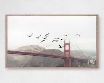 Samsung Frame TV Art, Golden Gate Bridge, Samsung Art TV, Descarga digital para Samsung Frame, San Francisco, California Wall Decor,Art for TV