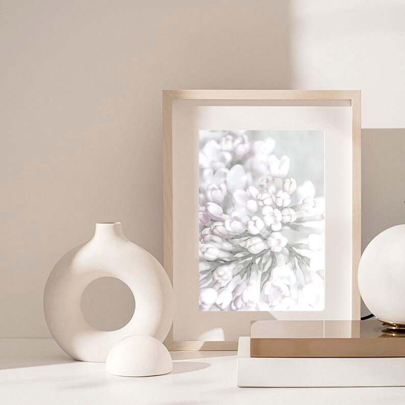 Lilac Wall Decor Print, Botanical Print, Shabby Chic Decor, Pink Floral Wall Print, Blush Pink Wall Art Decor, Bedroom Lilac Blossom Poster image 6