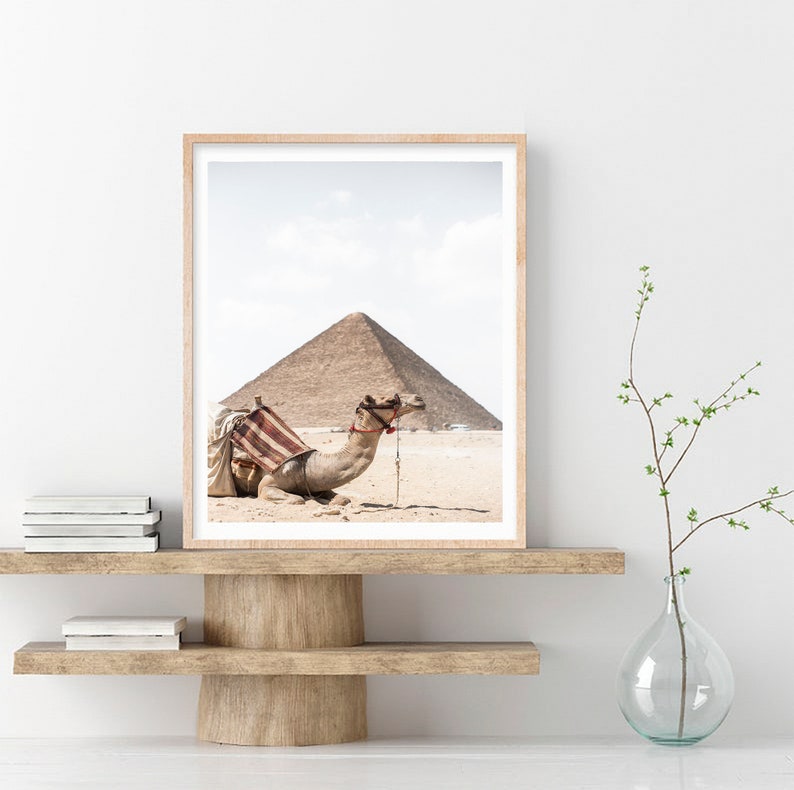 Camel Print Camel Wall Art Desert Animal Art Print Moroccan Decor Arabic Wall Art Peekaboo Print Safari Nursery Art Egypt Pyramids Print image 3