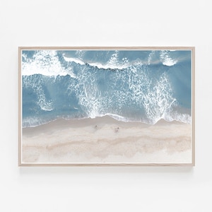 Beach Print Coastal Horizontal Art Ocean Landscape Decor Aerial Ocean Print Blue Beach Wave Photo Modern Coastal Printable Digital Download