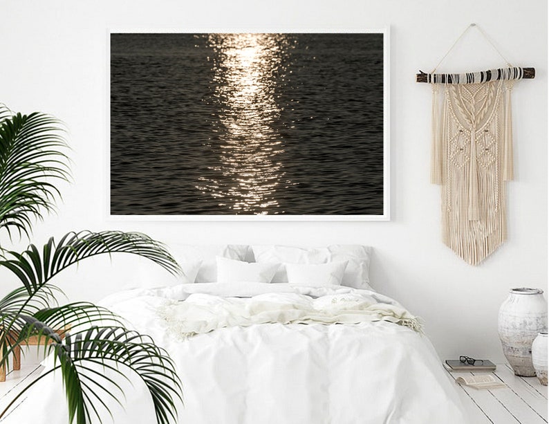 Modern Abstract Wall Decor, Coastal Wall Art Decor, Above the Bed Wall Art, Modern Abstract Wall Decor, Ocean Waves, Sunset Ocean,Minimalist image 5