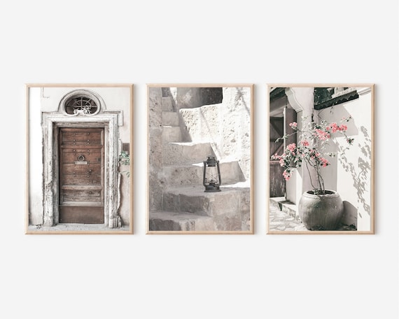 Italy Print Set of 3 Gallery, Italy City Print, Travel Wall Decor, Cityscape Wall Art, Italy Art Print, Beige Print Set of 3, Puglia Print