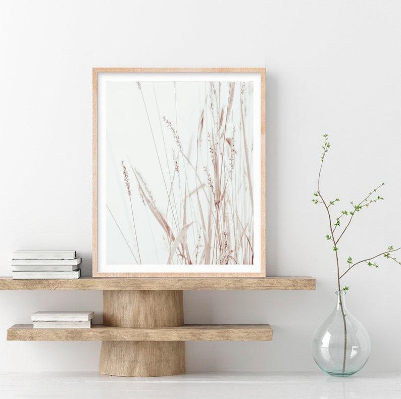 Botanical Print, Dried Grass Art, Kitchen Decor, Farmhouse Art, Beige Art Print, Grass Print, Modern Minimalist Poster, Printable Wall Decor image 2