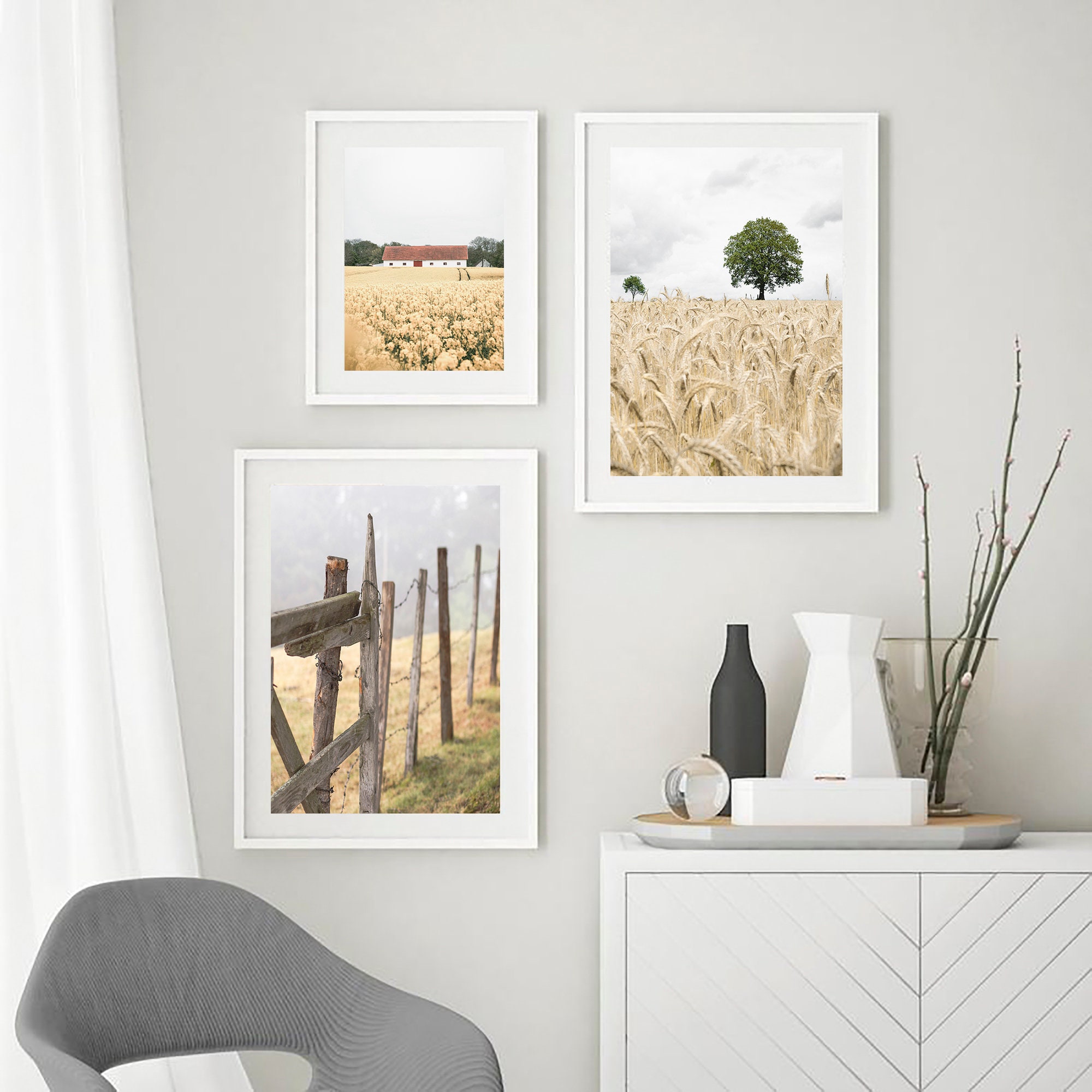Farmhouse Print Set of 3, Rustic Wall Decor, Nature Wall Decor ...