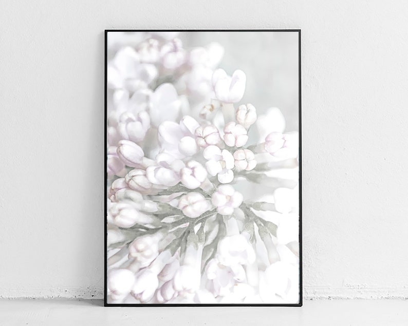 Lilac Wall Decor Print, Botanical Print, Shabby Chic Decor, Pink Floral Wall Print, Blush Pink Wall Art Decor, Bedroom Lilac Blossom Poster image 1