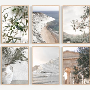 Italy Print Set of 6, Italy City Print, Sicily Italy Print, Mediterranean Wall Art, Italy Gallery Wall Art, Scopello Print, Olive Tree Print