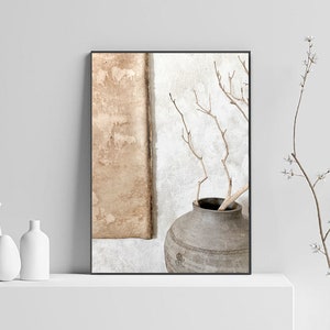 Modern Neutral Print, Boho Art Decor, Beige Art Print, Modern Minimalist Poster, Natural Tones, Pastel Art Print, Dried Grass Decor image 3