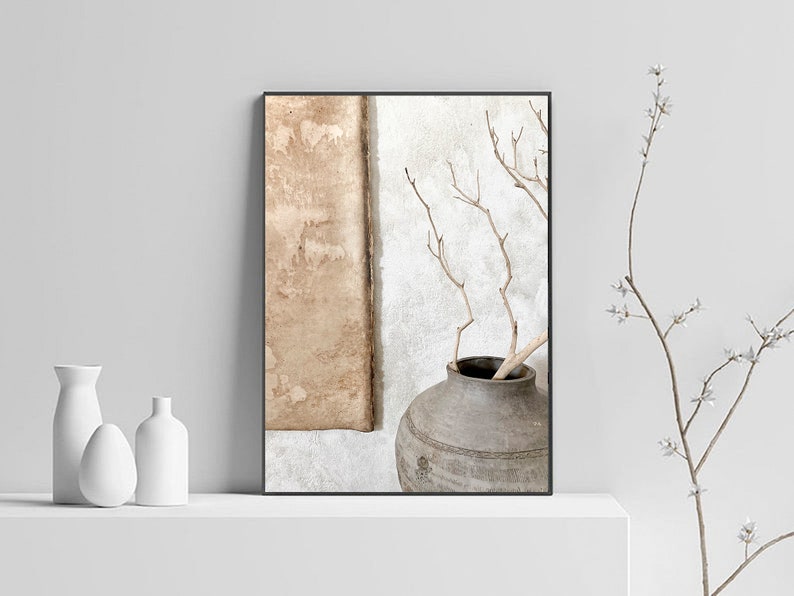 Modern Neutral Print, Boho Art Decor, Beige Art Print, Modern Minimalist Poster, Natural Tones, Pastel Art Print, Dried Grass Decor image 3