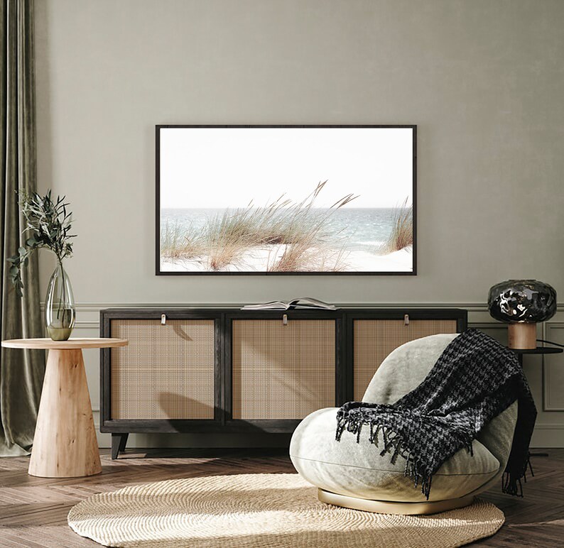 Arte de TV com moldura Samsung, Arte de praia pastel para TV com moldura, Arte de parede de grama marinha, Arte digital de praia, Impressão de grama de pampas, Moldura de arte de TV, Digital para TV imagem 3
