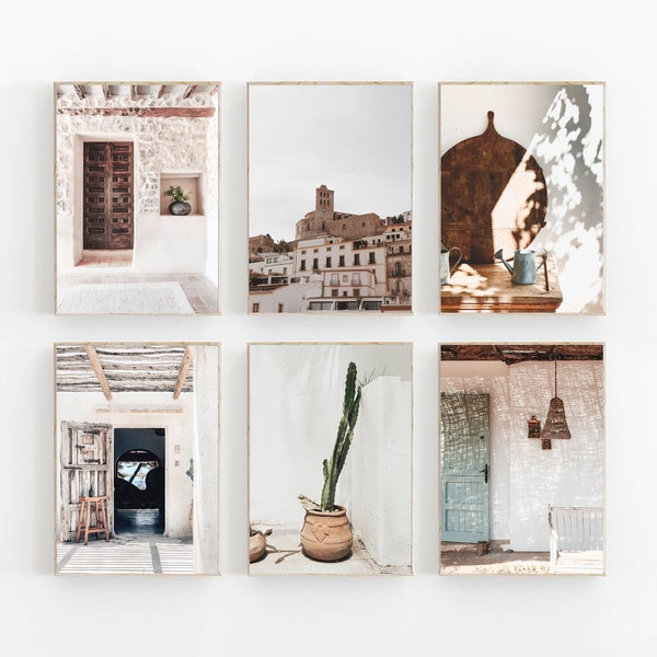 Ibiza Print Set of 6, Spain Print Set, Spain Wall Art, Neutral Pastel Poster, Mediterranean Art Print, IBIZA Wall Art, Boho Wall Art Decor