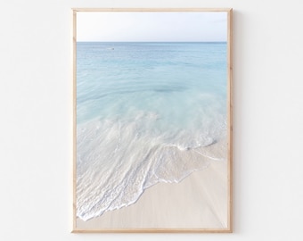 Coastal Print, Neutral Beach Print, Ocean Print, Modern Minimalist Poster, Printable Wall Decor, Pastel Ocean Wall Art, Ocean Waves,Aqua Art
