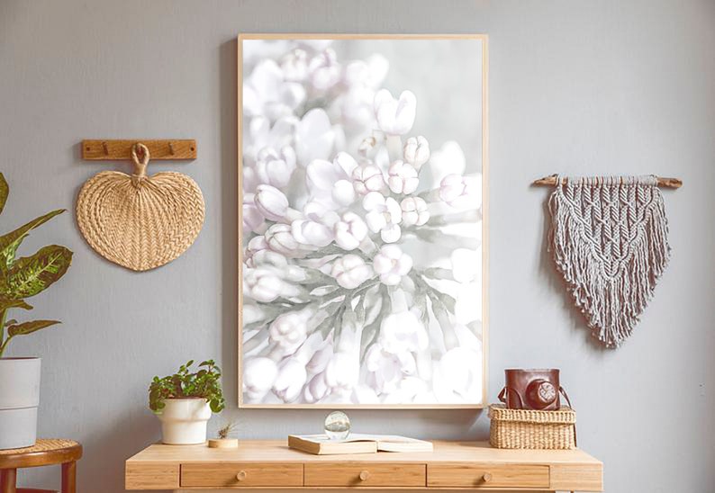 Lilac Wall Decor Print, Botanical Print, Shabby Chic Decor, Pink Floral Wall Print, Blush Pink Wall Art Decor, Bedroom Lilac Blossom Poster image 7