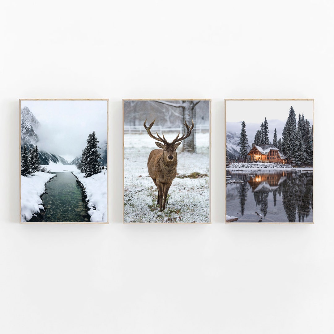 Nature Print Set of 3, Forest Wall Art Print Set of 3, Modern ...
