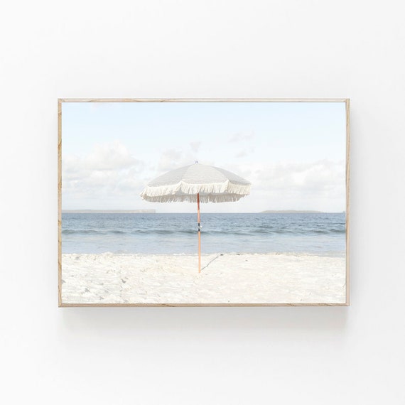 Aerial Beach Umbrellas Print, Modern Minimalist Wall Art (Digital Download)