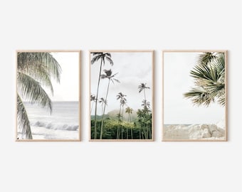 Palm Tree Print Set: Pastel Coastal Wall Art (Digital Download)