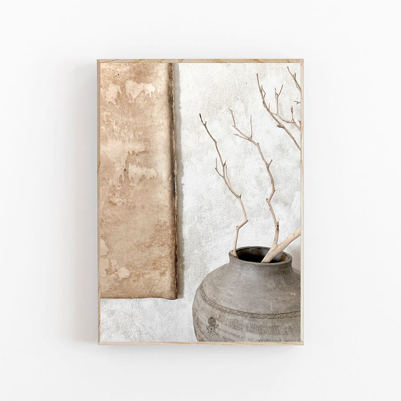 Modern Neutral Print, Boho Art Decor, Beige Art Print, Modern Minimalist Poster, Natural Tones, Pastel Art Print, Dried Grass Decor image 2
