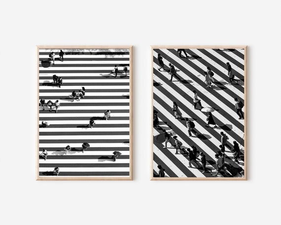 Tokyo Travel Print Set of 2,  Tokyo Shibuya Crossing Black and White, Tokyo Wall Art, Japan Tokyo Black and White Art, Japan Travel Print