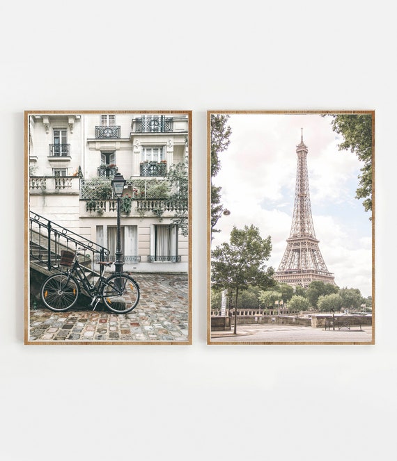 Paris Print Set of 2, Pastel Decor, France Wall Art Set of 2, landscape Wall Art, Travel Printable, French Decor, Art Square Poster, Europe