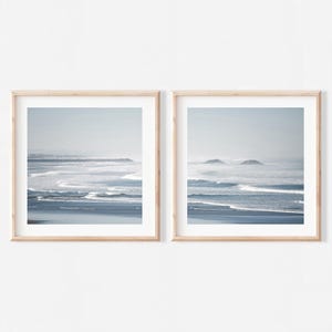Conjunto de 2 impressões oceânicas, impressões de ondas oceânicas para download, arte de parede oceânica, impressões de arte costeira, arte de parede para impressão, conjunto de 2 decorações de praia em tons pastel