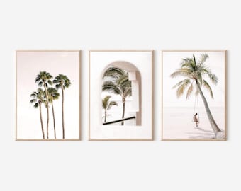 Tropical Palm Tree Prints, Coastal Wall Art (Digital Download)