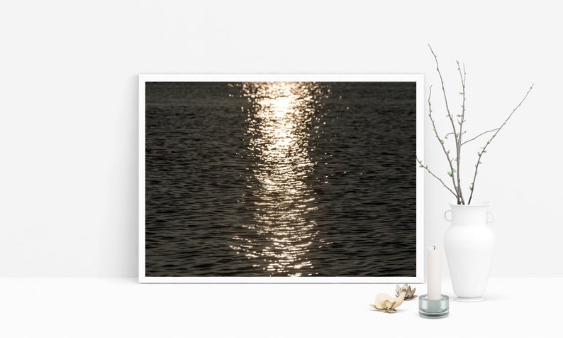 Modern Abstract Wall Decor, Coastal Wall Art Decor, Above the Bed Wall Art, Modern Abstract Wall Decor, Ocean Waves, Sunset Ocean,Minimalist image 1