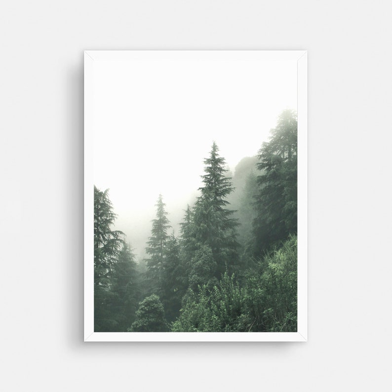 Forest Print, Forest Wall Art, Nature Wall Art, Nordic Print, Foggy Forest Printable, Scandinavian Wall Decor, Modern Minimalist Poster image 4