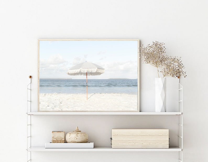 Tryck med parasoller i luften, modern minimalistisk väggkonst (digital nedladdning) bild 3