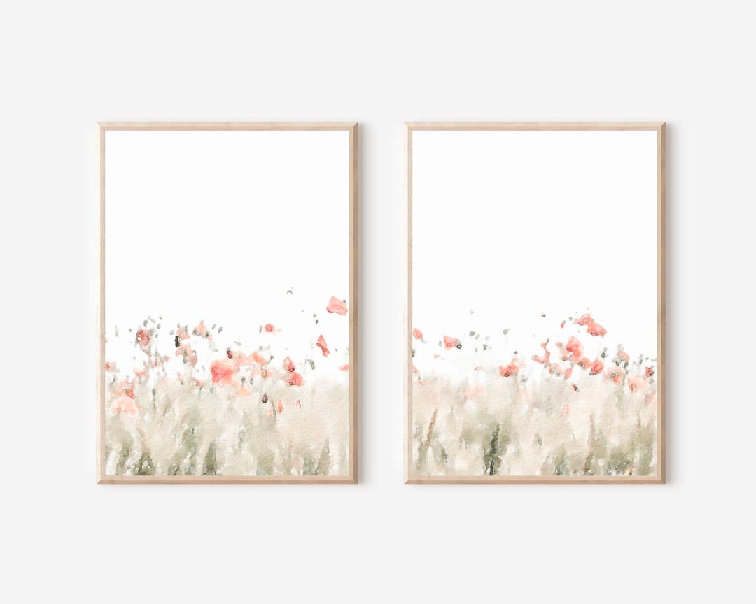 Poppy Watercolor Print Red Poppy Painting Decor Set of 2 Poppy Print ...