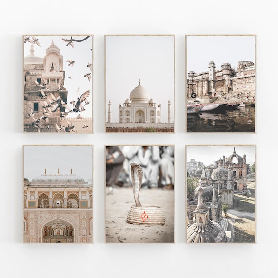India Wall Art Print Set, Taj Mahal, River Ganges (Digital Download)
