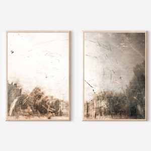 Lot de 2 tableaux abstraits, tons neutres clairs modernes, impression d&#39;art abstrait, décoration artistique minimaliste à imprimer, ensemble de tableaux beige et gris