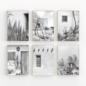 Mexico Print Set, Mexico Wall Art, Succulent Print Set of 6,Mexico Print Black and White,Southwestern Print, Santa Fe Print,Mexico Art Print