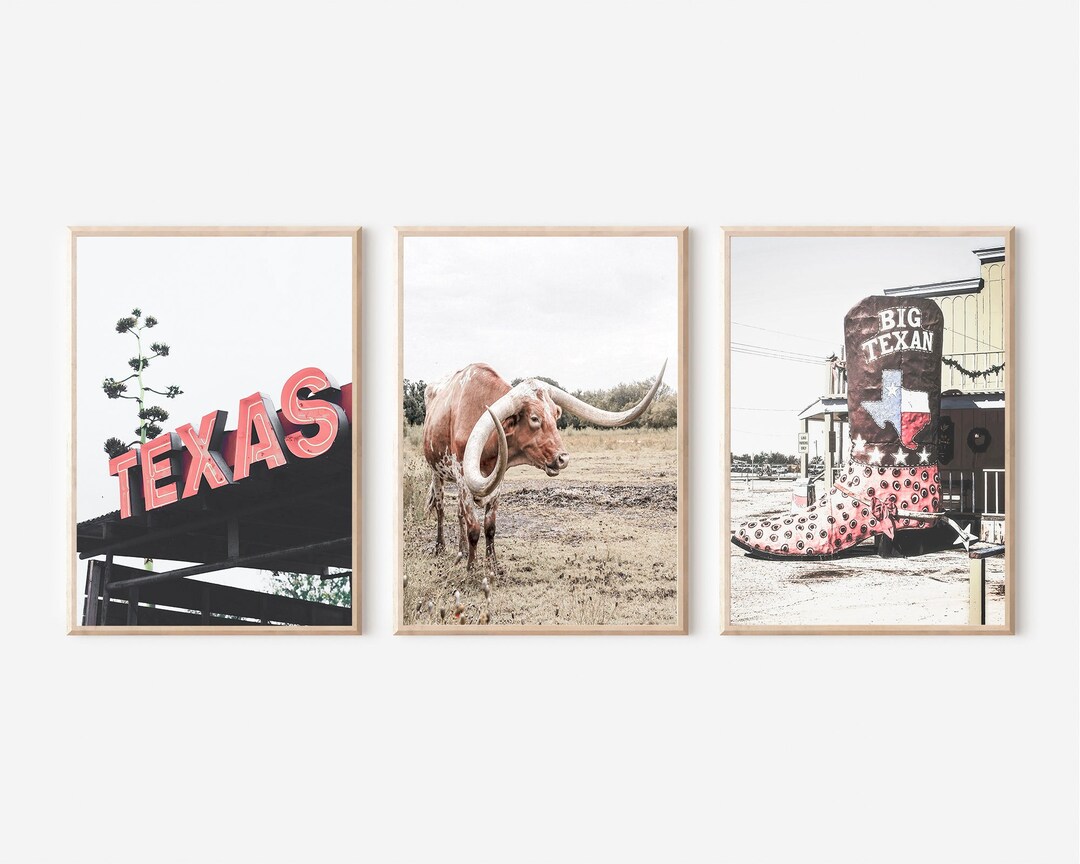 Texas Art Print, Texas Wall Art, Texas Longhorn Cow Print, Southwestern