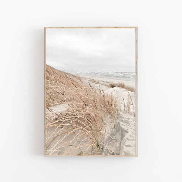 Beach Print, Coastal Printable Art, Dried Grass Print, Modern Minimalist Poster, Boho Printable Wall Decor, Neutral Print,Pampas Grass Print