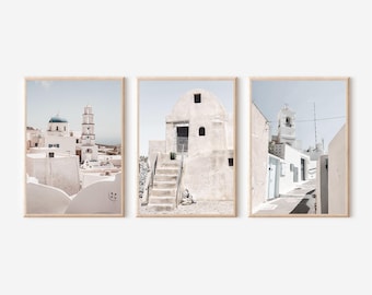 Santorini Mykonos Print Set: Pastel Mediterranean Wall Art (Digital Download)