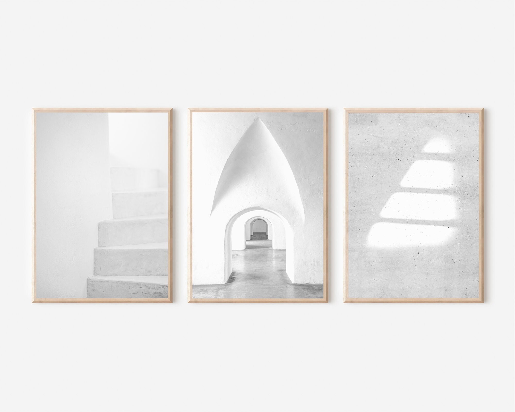 Gray and White Set of 3 Prints, Minim...