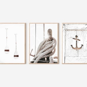 Sailing Print Set of 3, Beach House Decor, Sailing Poster, Nautical Prints, Wooden Sailboat Print, Beach Print, Sailing Yacht Set, Wall Art