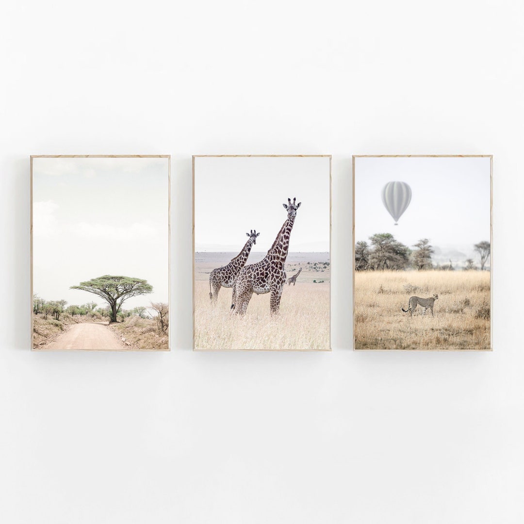 Africa Art Print Set of 3, African Safari Animals Set of 3 Print, South ...
