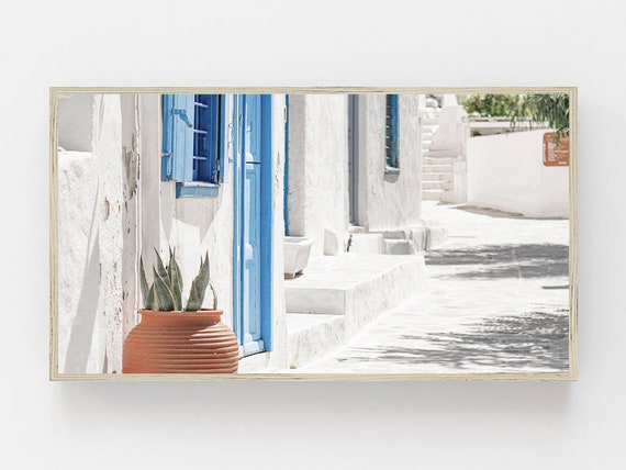 Samsung Frame Tv Art Greece Art For Frame Tv Greece Tv Decor Art Frame Tv Greece Print Oia Santorini Samsung Art Tv Greek City Streets