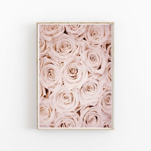 Impresión de rosas, arte de pared escandinavo, impresión de rosas rosadas, arte de pared de flores, arte floral, póster minimalista moderno, decoración de pared floral rosa ruborizado