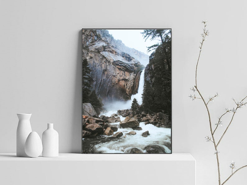 Mountain Print, Waterfall Art Print, Nature Printable Art, Mountain Wall Art,Mountain Landscape Print, Mountain Lake Art,Mountain Lake Print image 3