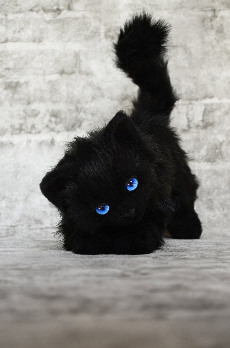 Fluffy Black cat / Poseable toy /Doll pet cat/ for sale | Etsy