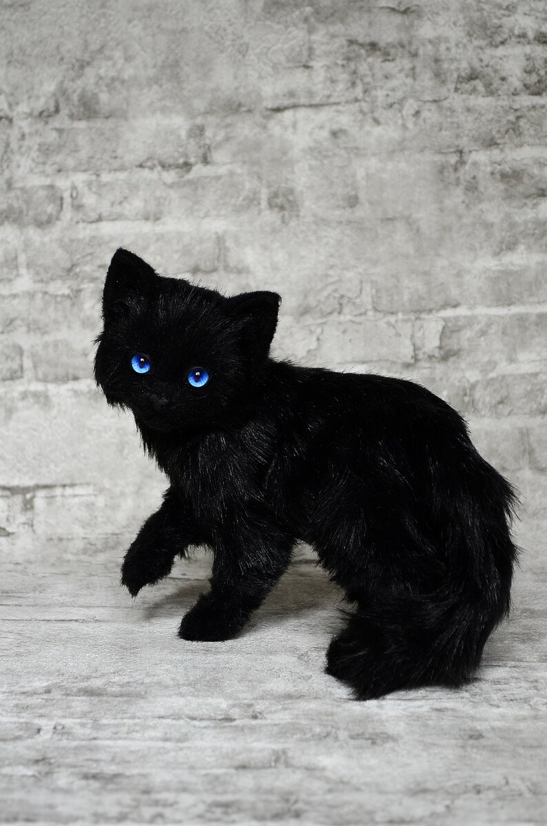 Fluffy Black cat / Poseable toy /Doll pet cat/ for sale | Etsy