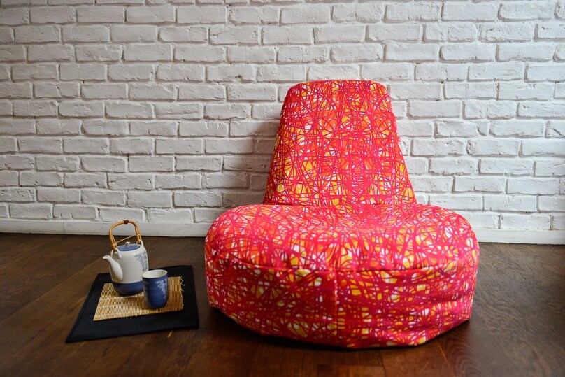 Siège de Sol Japonais - Japanese Floor Seat Zaisu Design Poire Tissu Créateur Zéphyr & Co