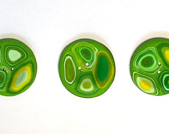 Green Buttons | Yellow Buttons | Psychedelic Buttons | Lime Buttons | Lemon Buttons | x 4 | Handmade Buttons | Polymer Clay Buttons