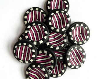7 x Striped Buttons | Pink Buttons | Black Buttons | White Buttons | Multi Colour Buttons | Big Buttons | Geometric Buttons | Patterned