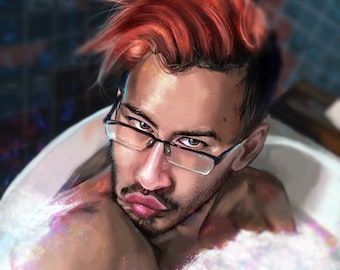 Markiplier Fan Art Print: Mark Fischbach in a Tub