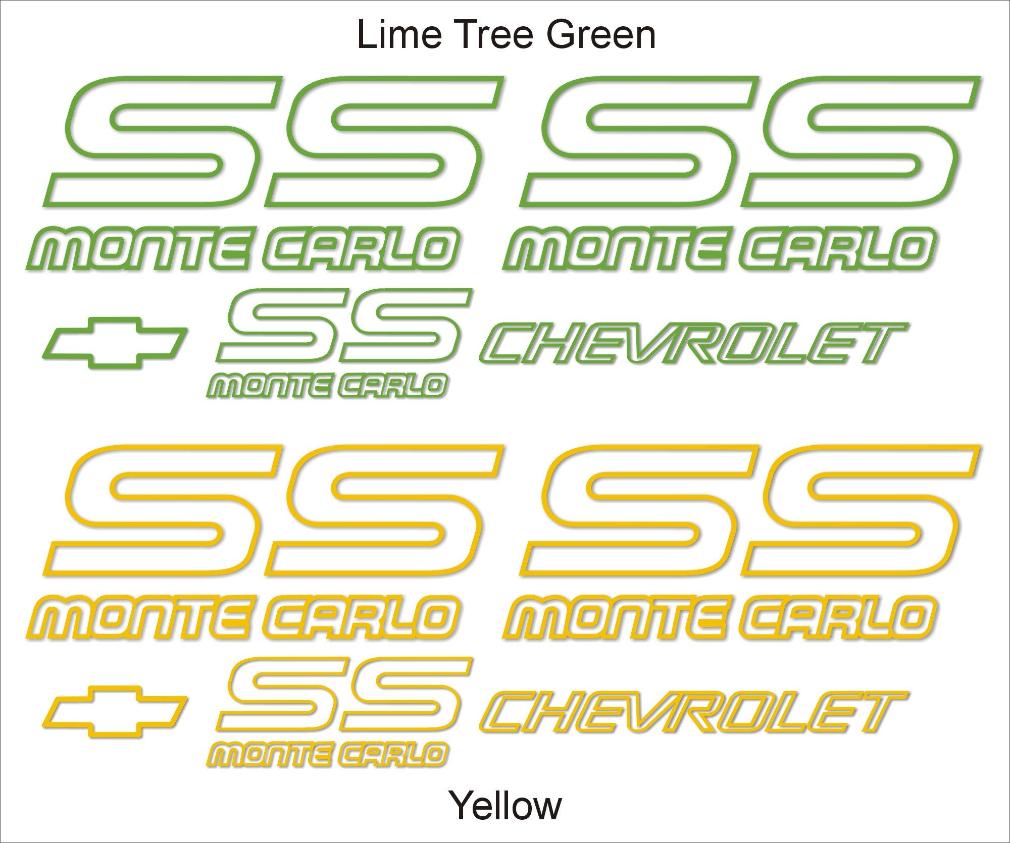 MONTE CARLO SS 5 Piece Vinyl Decal Sticker Set Style 8788 Etsy