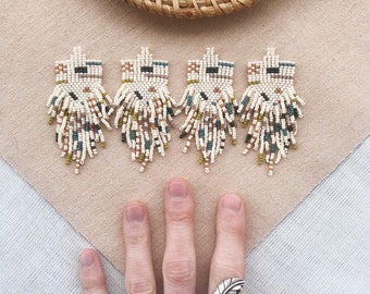 SHORT SUSIE Q handwoven beaded earrings • beadwork  • gifts for her • seed beads • kinfolk • white • tassle • dangle