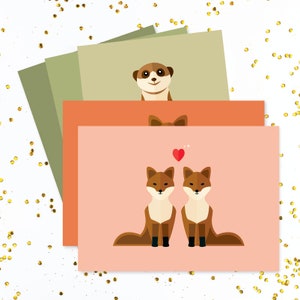 Lot de 5 cartes postales A6, carte postale animal, suricate, renard, hippopotame, hérisson, enfants, enfants